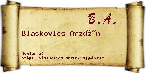 Blaskovics Arzén névjegykártya